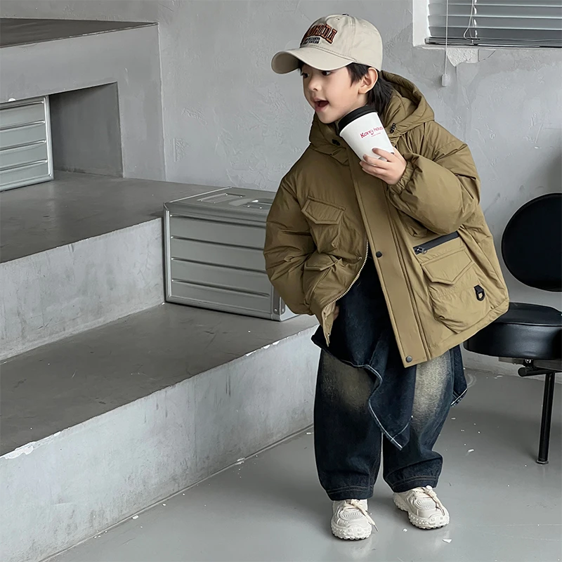 【小南瓜】现货儿童冬季儿童帅气洋气连帽羽绒服韩版YY9237