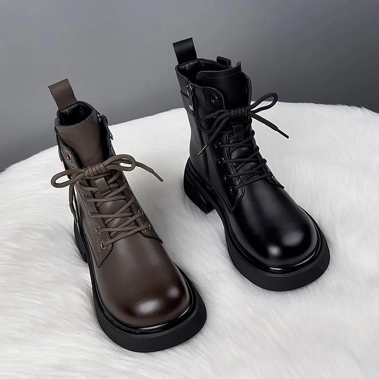 FAVMARTHA爆款马丁靴女2025新款秋英伦风百搭ins厚底短靴女冬