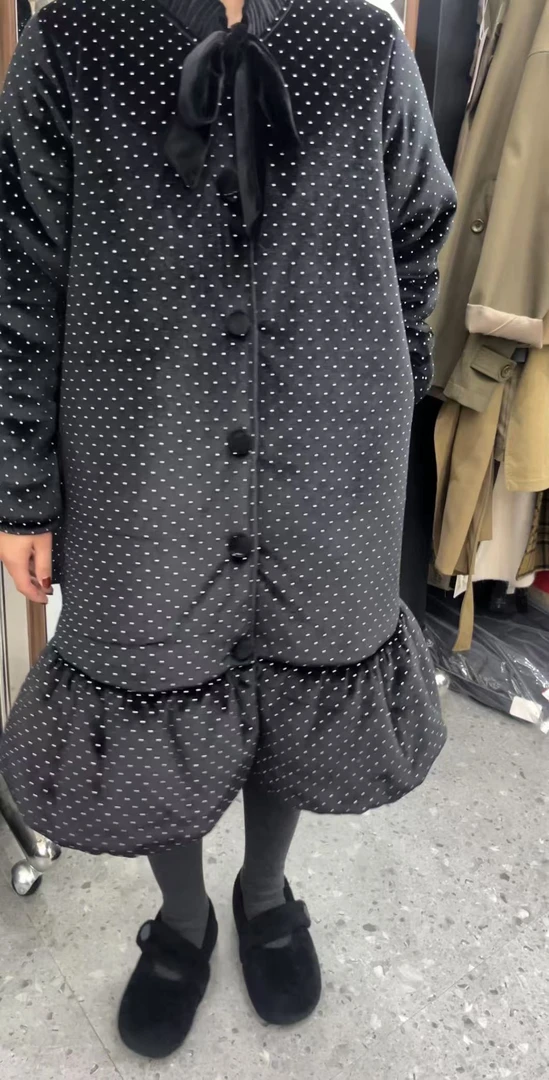 韩系烫钻蝴蝶结长款睡衣