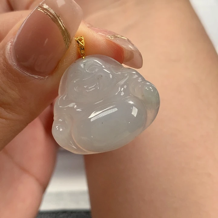 翡翠颈饰18K金镶嵌乌鸡佛公