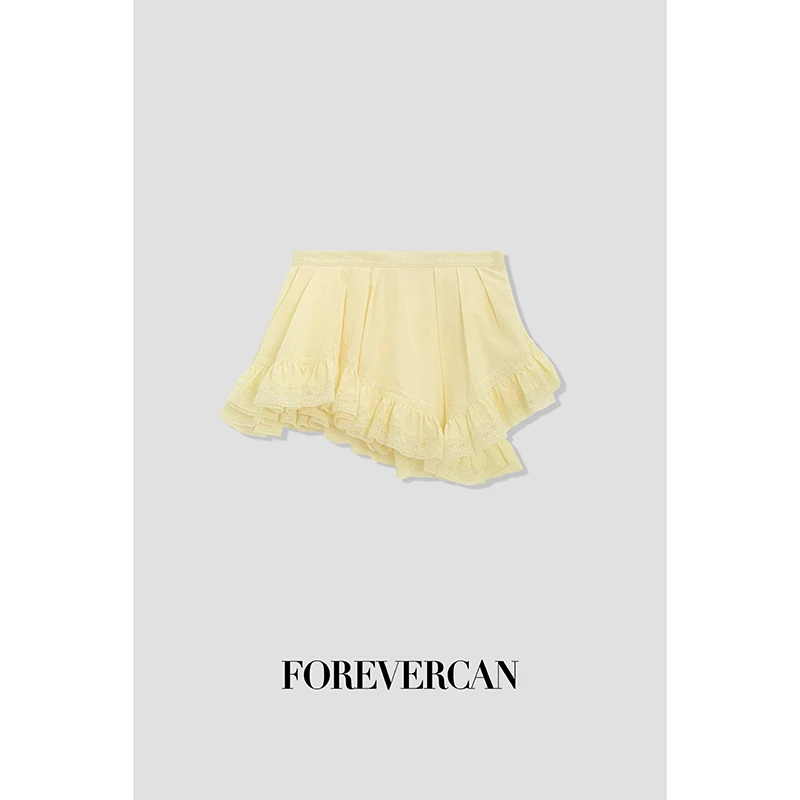 FOREVERCAN“淡奶芝士”100埃及棉蕾丝拼接高腰裙裤 SD22077