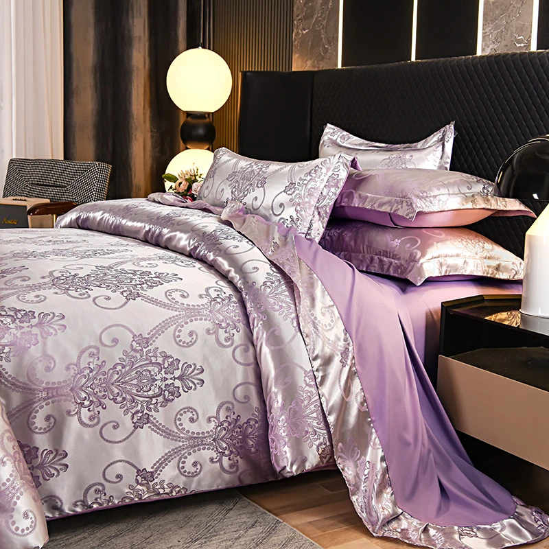 轻奢款欧式高档贡缎提花四件套四季款可机洗婚庆新简约