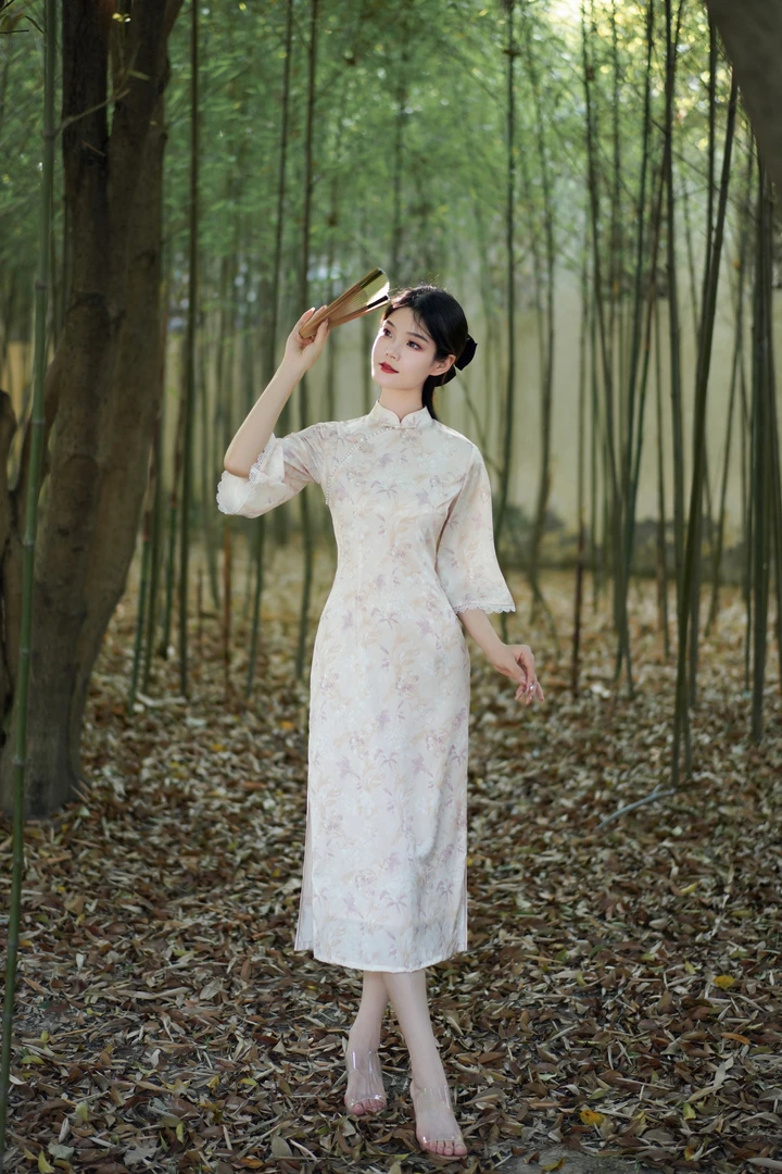 【云裳】新中式改良少女旗袍优雅气质温柔日常长款连衣裙民国风显瘦
