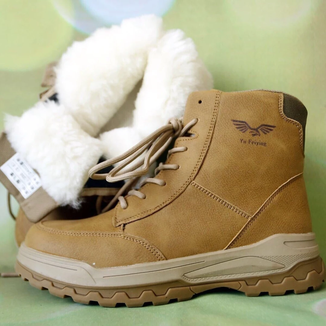 东北雪地靴男皮毛一体加厚高帮防水防滑防寒真皮保暖棉鞋中帮特厚