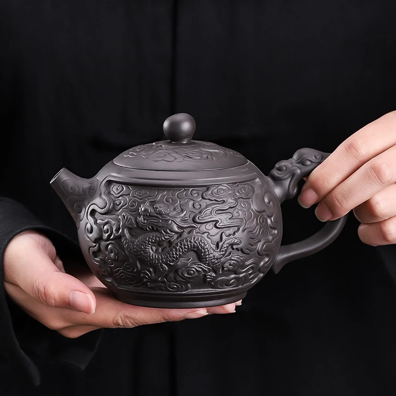 紫砂茶壶紫陶泥泡茶壶功夫茶具家用办公单壶茶器茶道器具龙凤壶