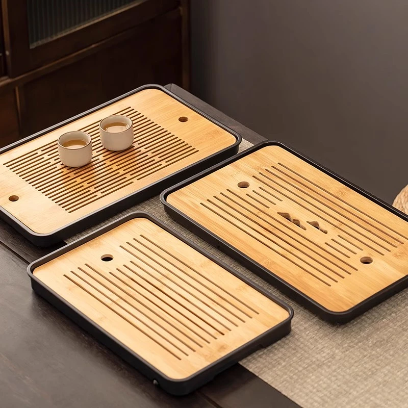 茶盘家用2024新款轻奢小型沥储水式茶台功夫茶具竹茶海干泡台托盘