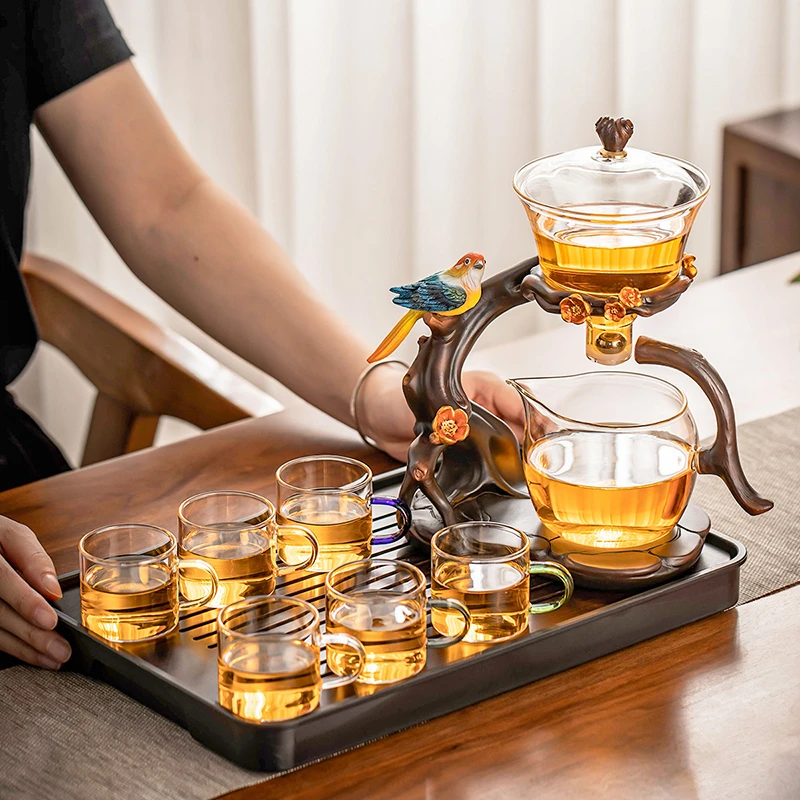 2025新款玻璃自动茶具套装家用轻奢高档茶杯磁吸茶壶懒人泡茶神器