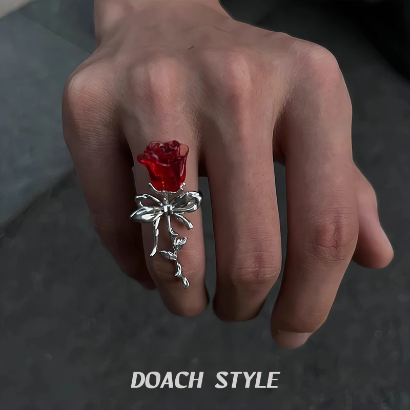 Rose/.玫瑰小众设计荆棘情侣开口戒指浪漫优雅轻奢风高级感男女款