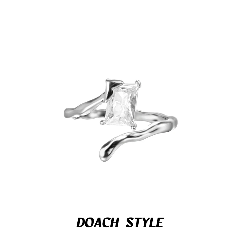 法式小众设计ins风戒指套装轻奢食指戒银色冷淡风复古日韩开口戒