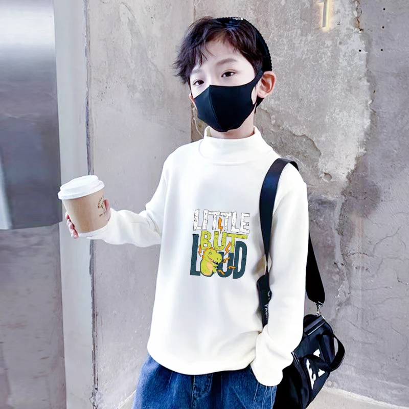 【萌娃穿搭】男童女童保暖半高领恐龙款中大童德绒内搭秋冬季上衣