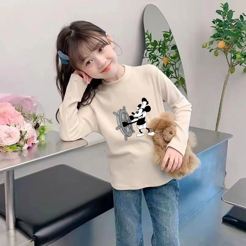 【萌娃穿搭】男童女童保暖半高领米老鼠中大童德绒内搭秋冬季上衣