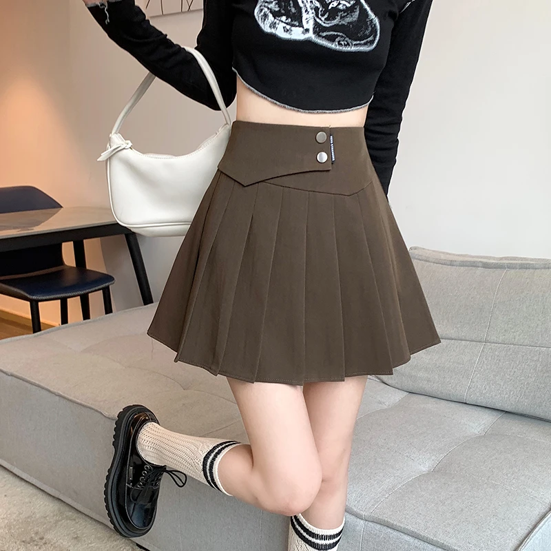 小个子百褶半身裙子女春春时尚设计感高腰显瘦a字防走光西装短裙