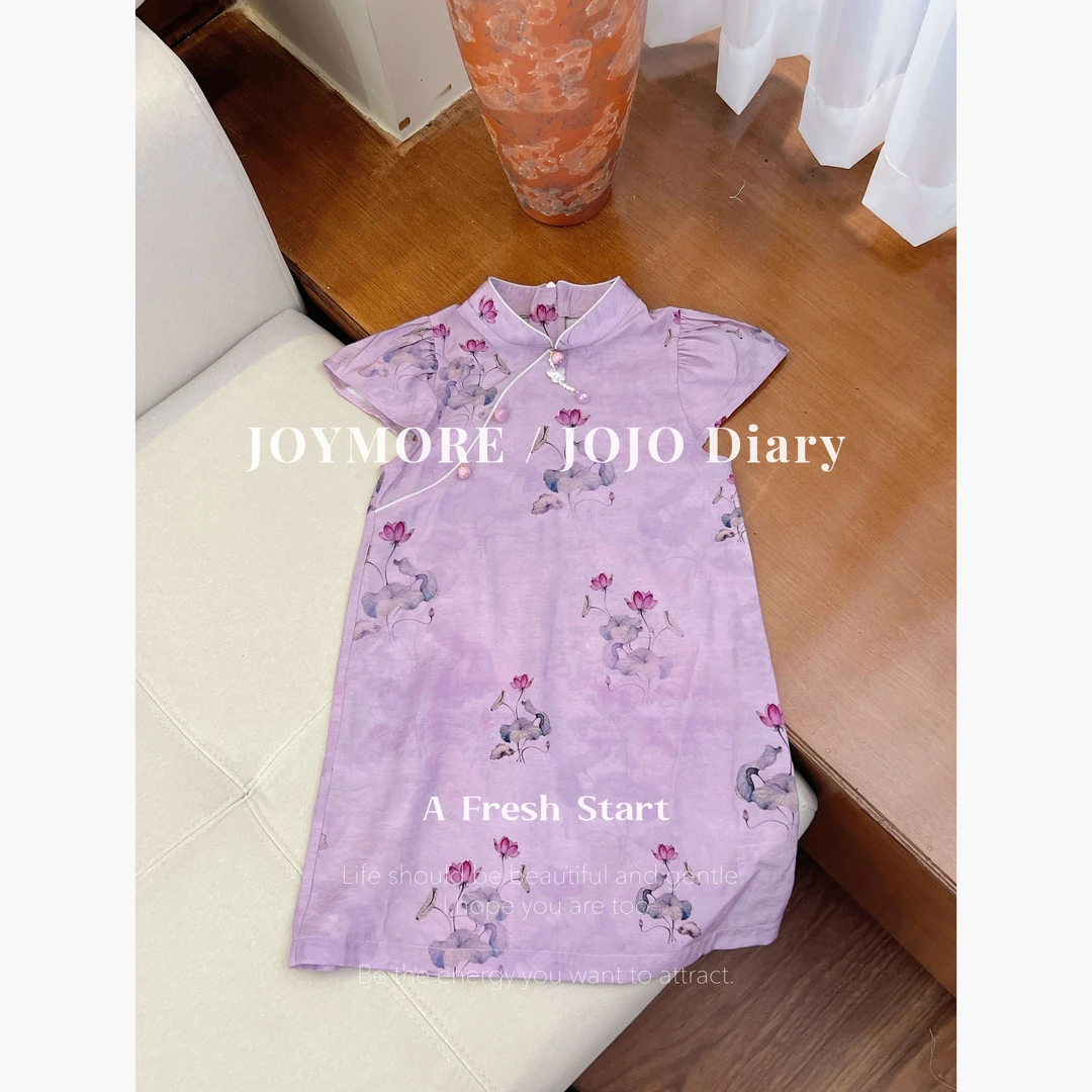 OAOH夏季中大童女童新款洋气盘扣日常甜美休闲国风连衣裙Q1C5280