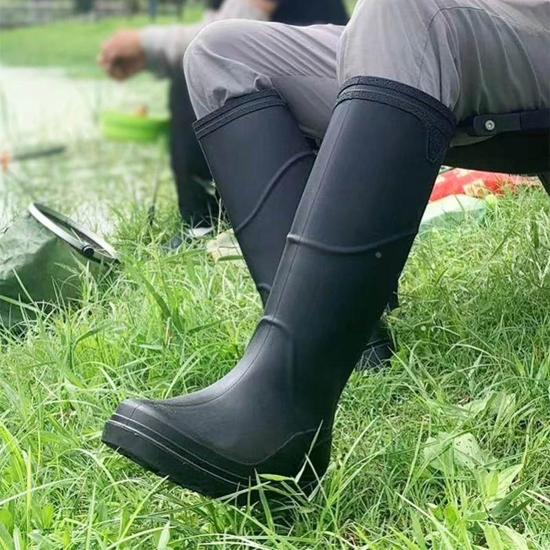 ++户外钓鱼雨靴男款成人路亚专用防蛇咬水鞋高筒加厚防滑防水雨鞋