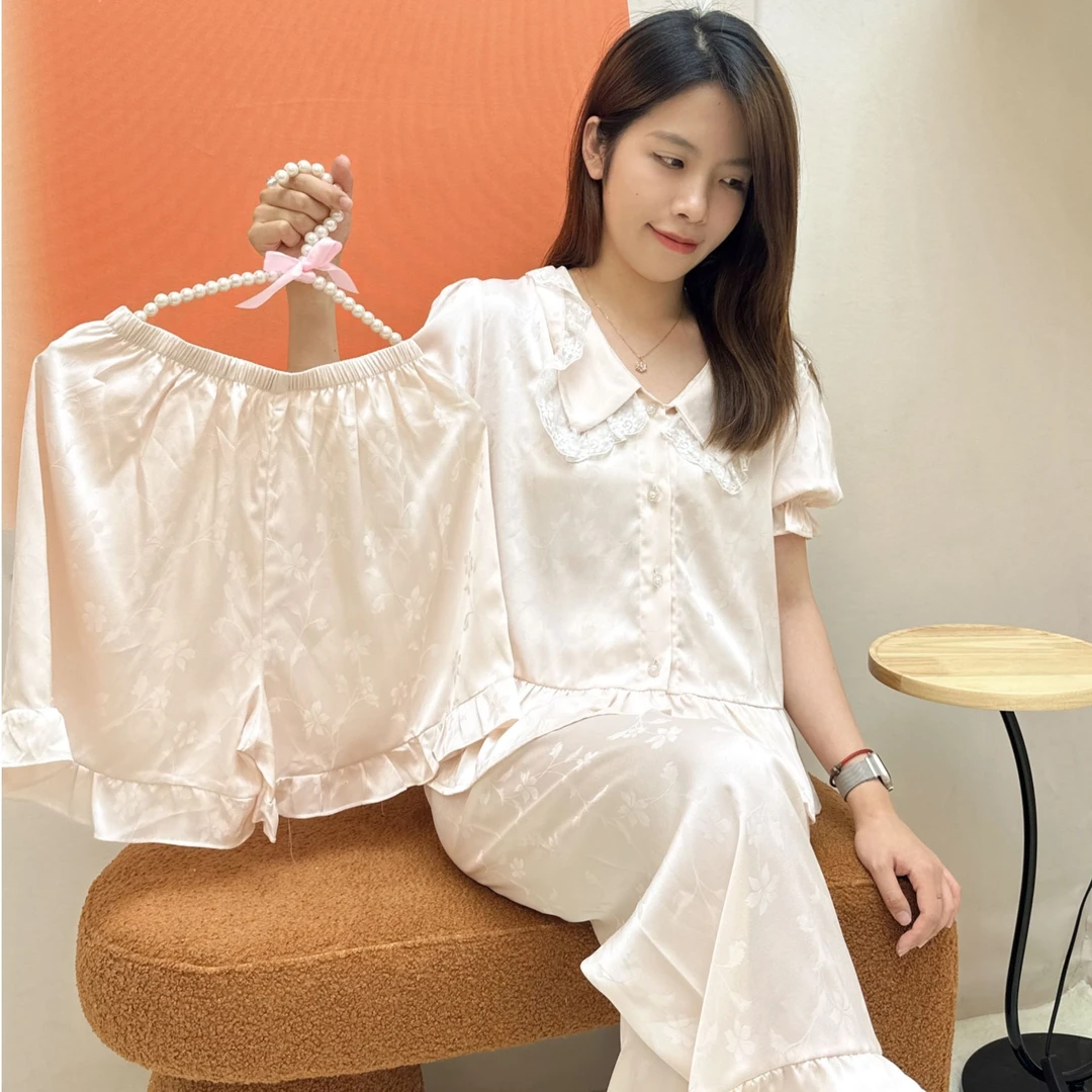 缇安柔TIANROU/2024新款春夏冰丝套装高级感轻奢可外穿家居服