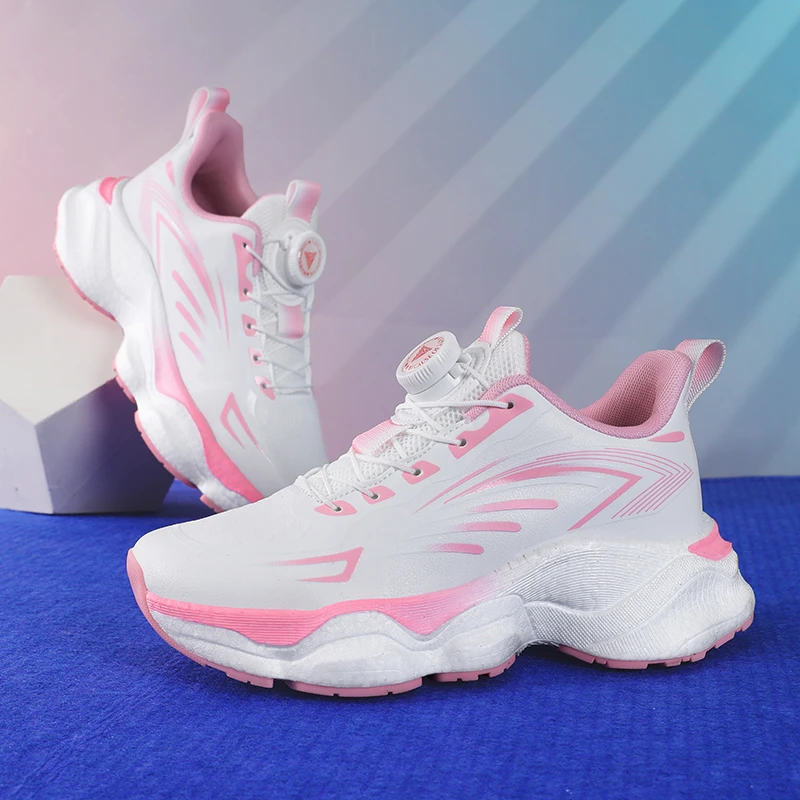 2024新款男女皮面旋转纽扣夜光情侣时尚百搭休闲潮流跑步运动鞋.