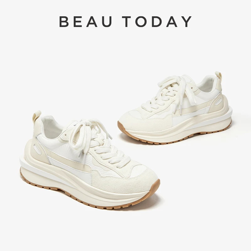 BeauToday【赵露思同款】春夏新款老爹鞋厚底华夫阿甘ins运动休闲