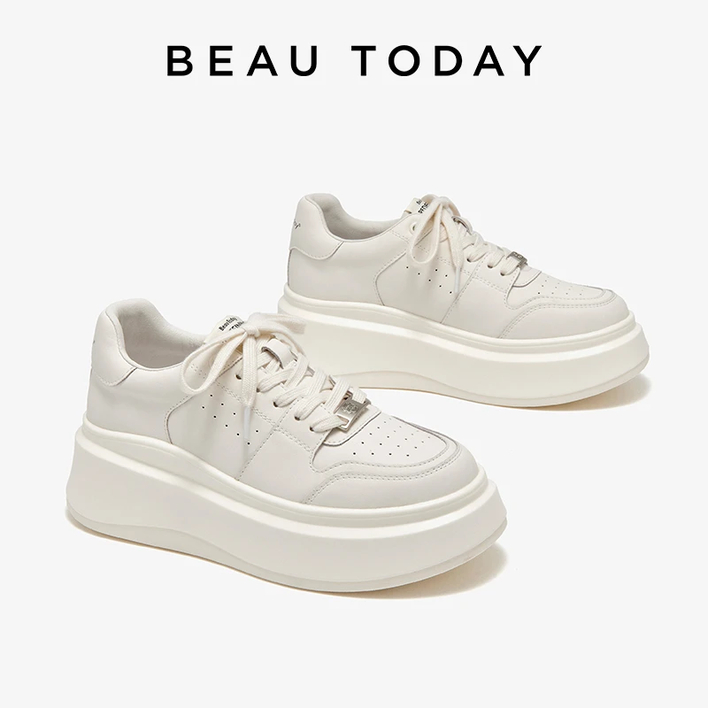 BeauToday奶油厚底小白鞋