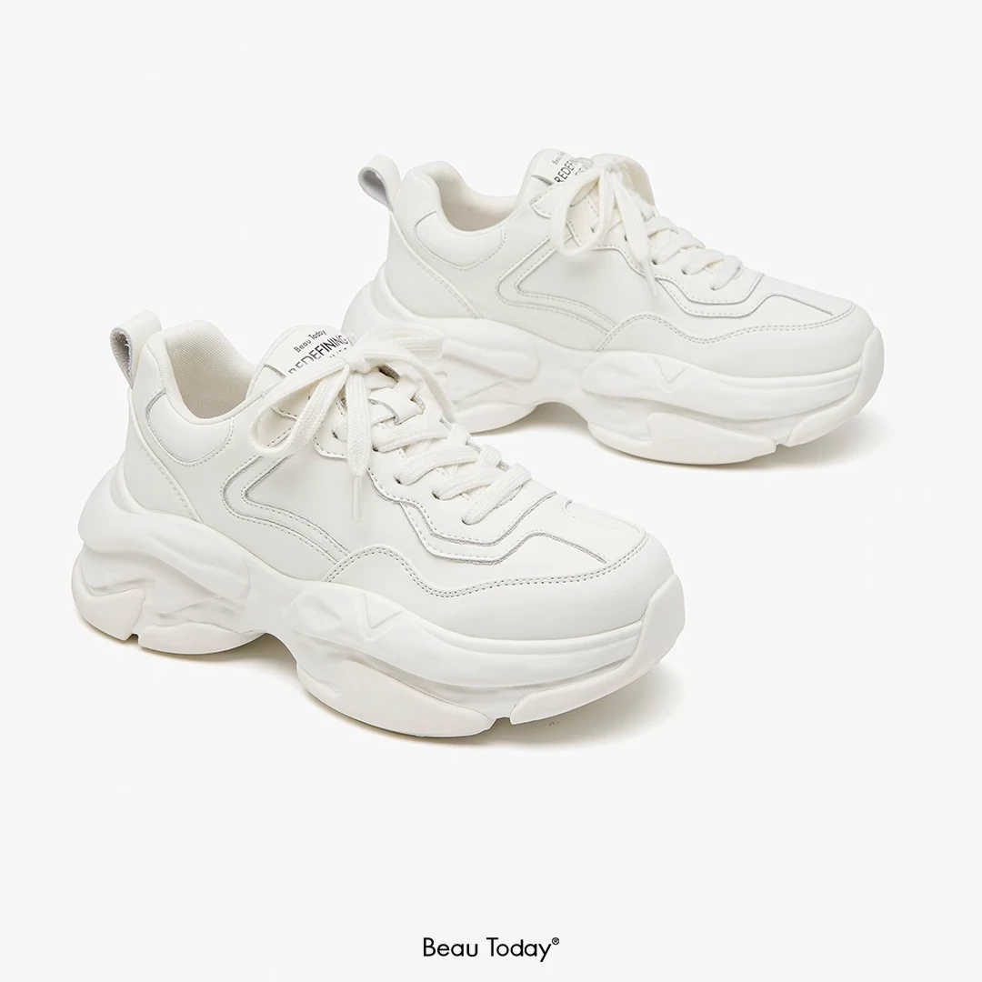 BeauToday厚底老爹鞋女春季BT新款小白鞋增高休闲运动鞋女鞋