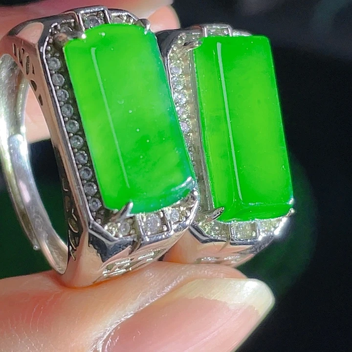 翡翠戒指银S925镶嵌翡翠111111111