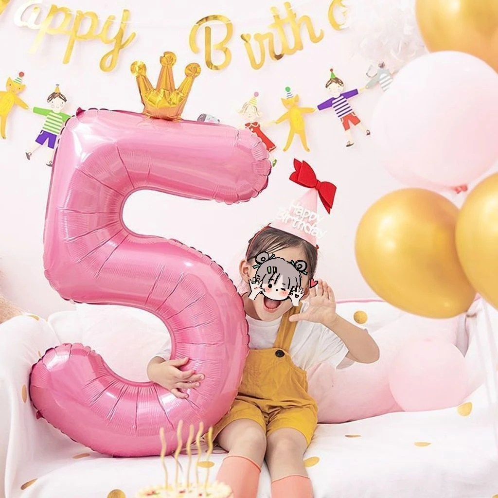 ins40寸皇冠生日数字气球宝宝儿童生日拍照道具数字气球场景布置