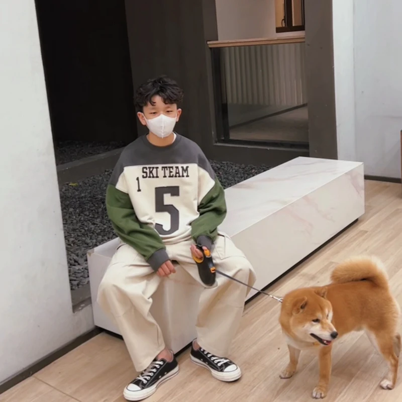 24040卫衣新款童装亲子装儿童中大童复古男童洋气春装上衣A