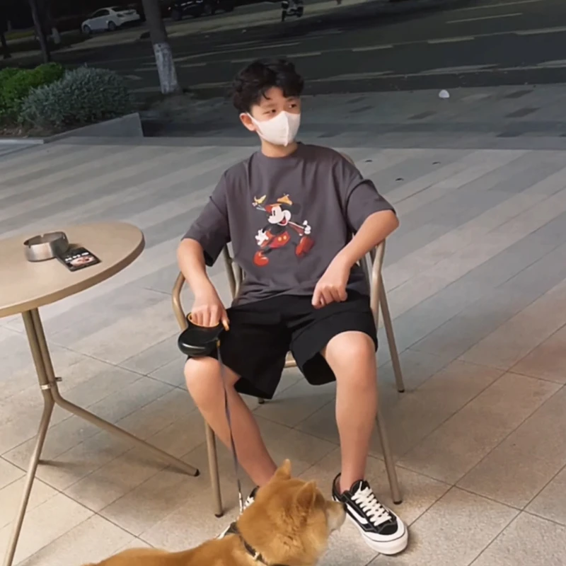 Y24029 男童t恤短袖纯棉亲子装儿童小学生卡通休闲夏装上衣