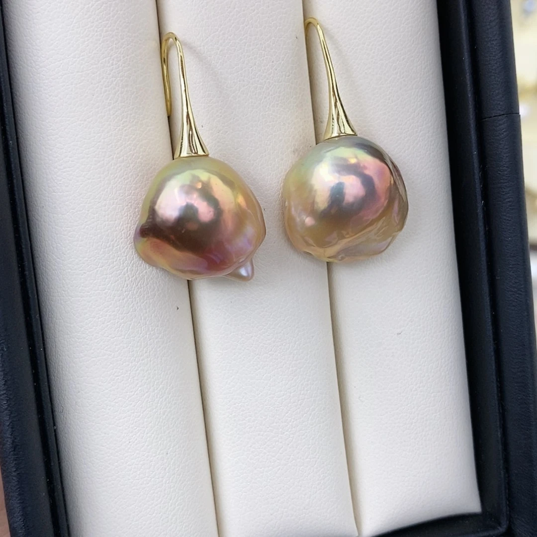 【闪购商品】淡水珍珠耳饰银S925镀金镶嵌B***丝