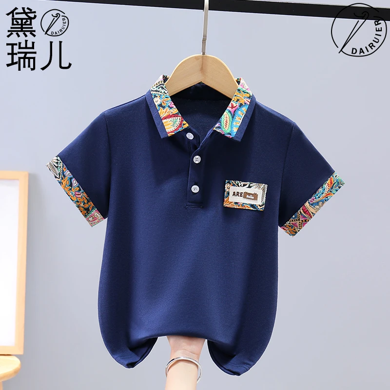 男童短袖T恤夏季新款中大童洋气POLO衫学生休闲时尚上衣套装半袖6