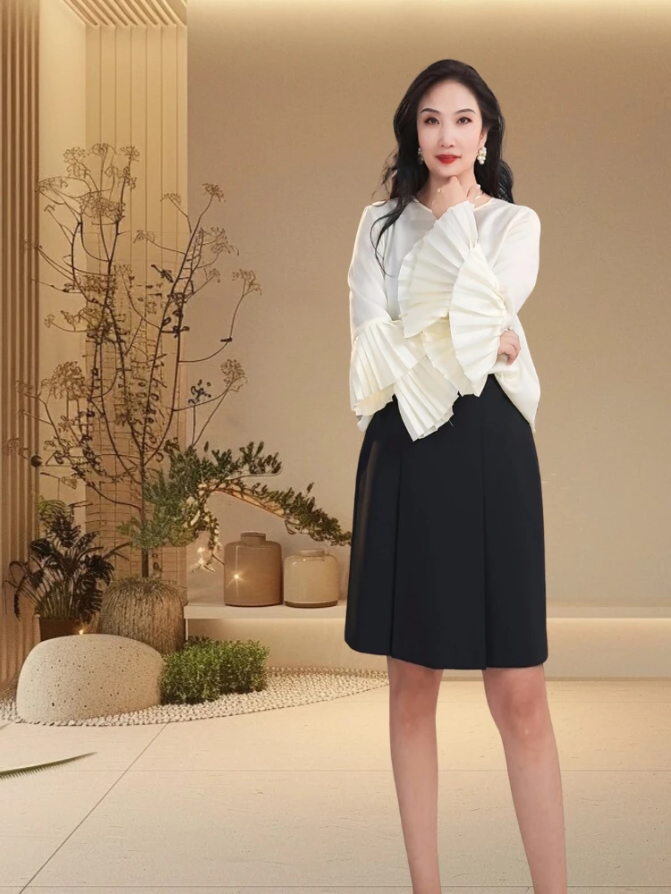 LIJING/ 花边袖圆领上衣0375  DD