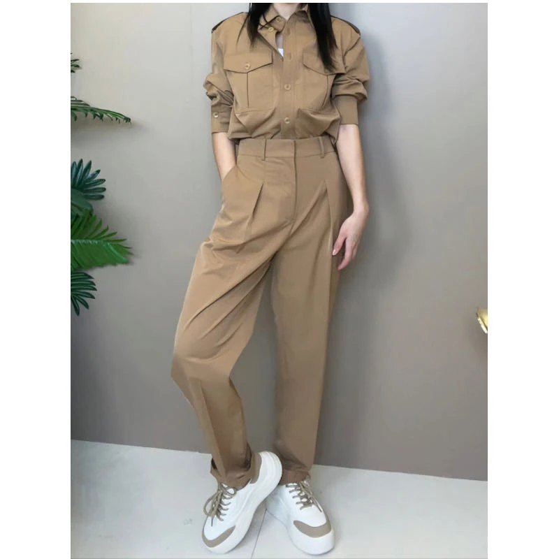 【LIJING】显瘦工装风卡其色透气哈伦裤A297