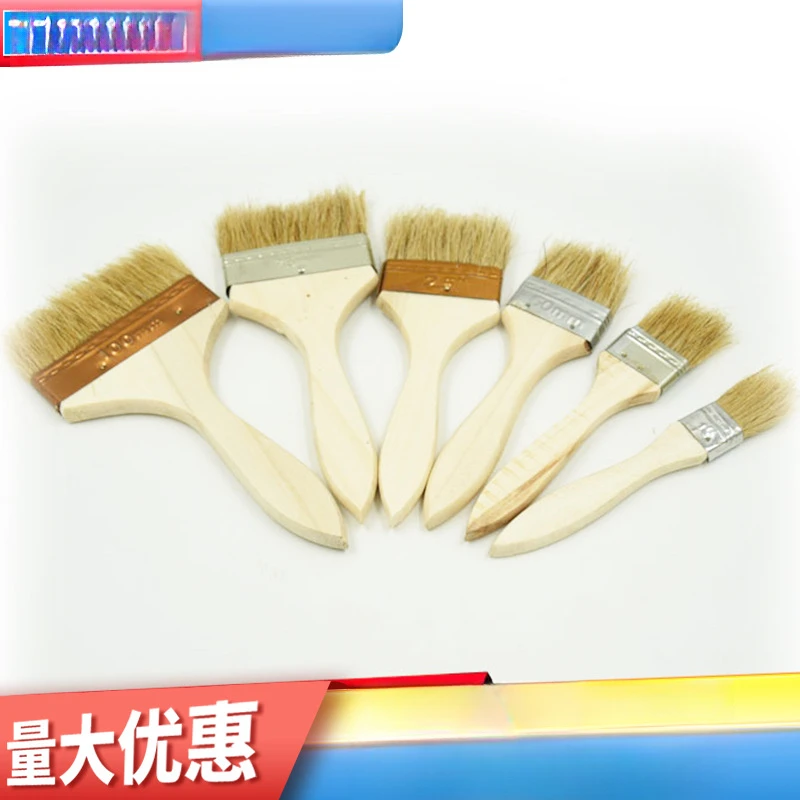 一次性猪毛刷 刷玻璃钢用薄猪毛刷 木柄黑猪鬃油漆刷机器刷油毛扫