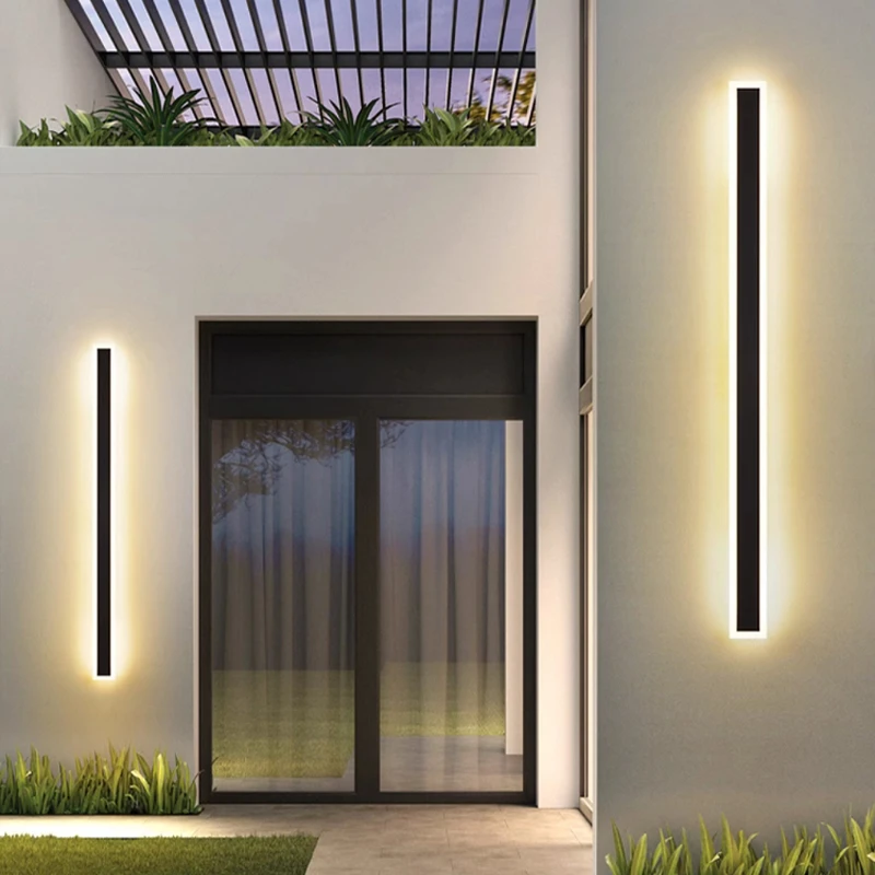 户外防水壁灯别墅庭院灯外墙大门两侧长条壁灯室外露台led洗墙灯