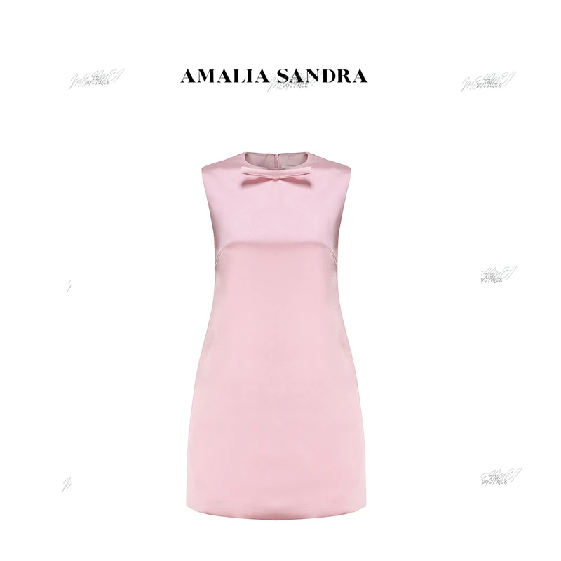 AMALIA SANDRA 落樱日记系列-蝴蝶结直筒连衣裙