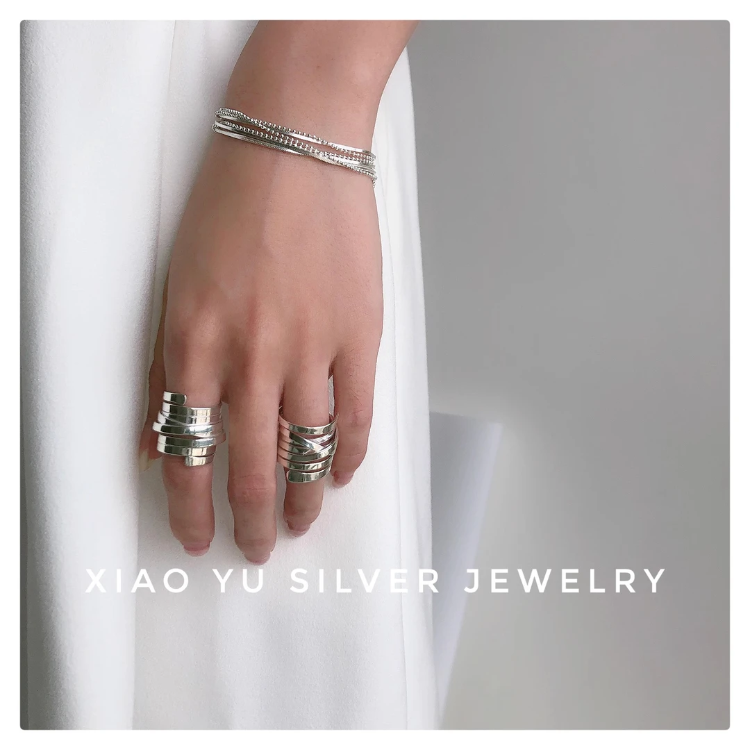 925银戒指 韩单绷带戒指重工食指戒多圈缠绕弹簧弹力韩国博主同款