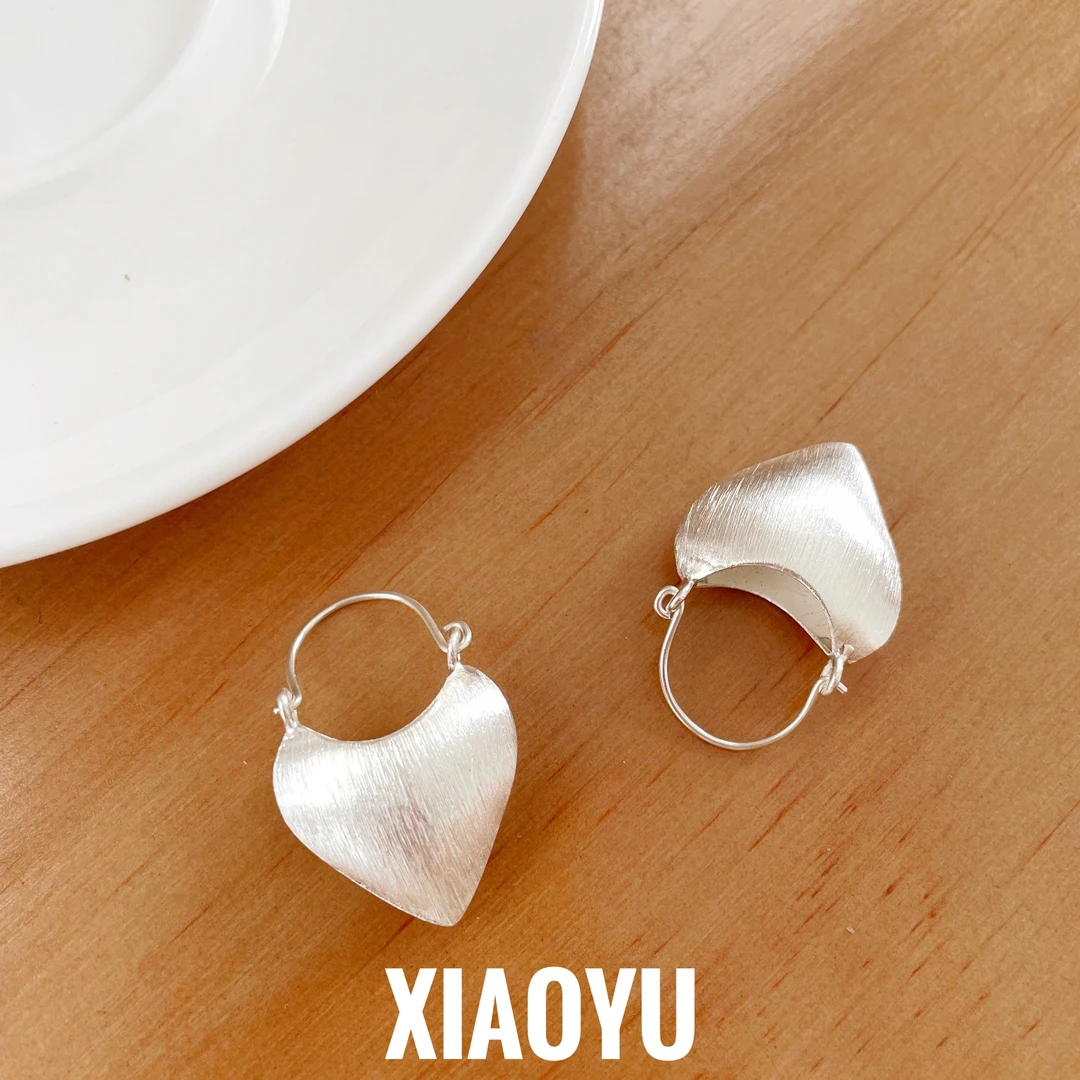 925银耳饰 泰国手工s925纯银香囊立体爱心磨砂拉丝耳环耳挂银耳饰