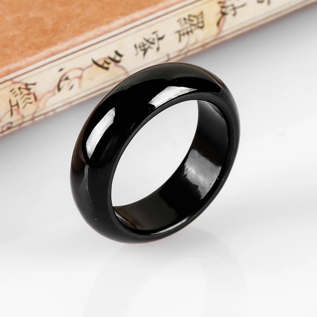 天然翡翠A货墨翠戒指不透光时尚百搭男女同款多圈口