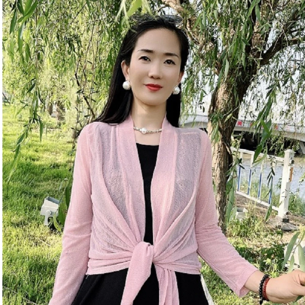 夏季新款女士大码薄款披肩外搭气质宽松百搭洋气时尚纯色短款开衫