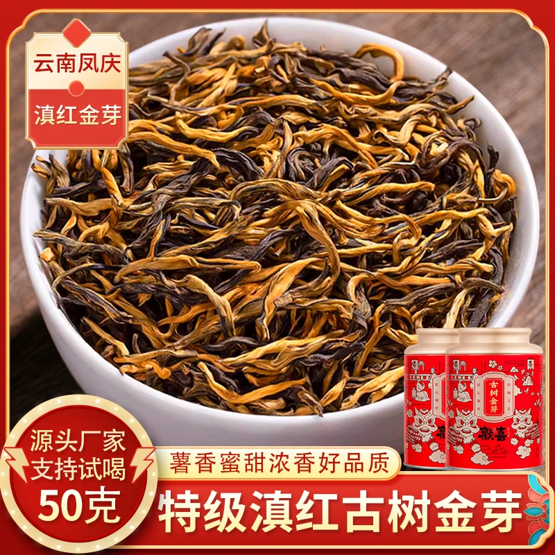 芯轩 特级红茶2025新茶古树金芽-云南凤庆滇红高山古树茶叶薯香型