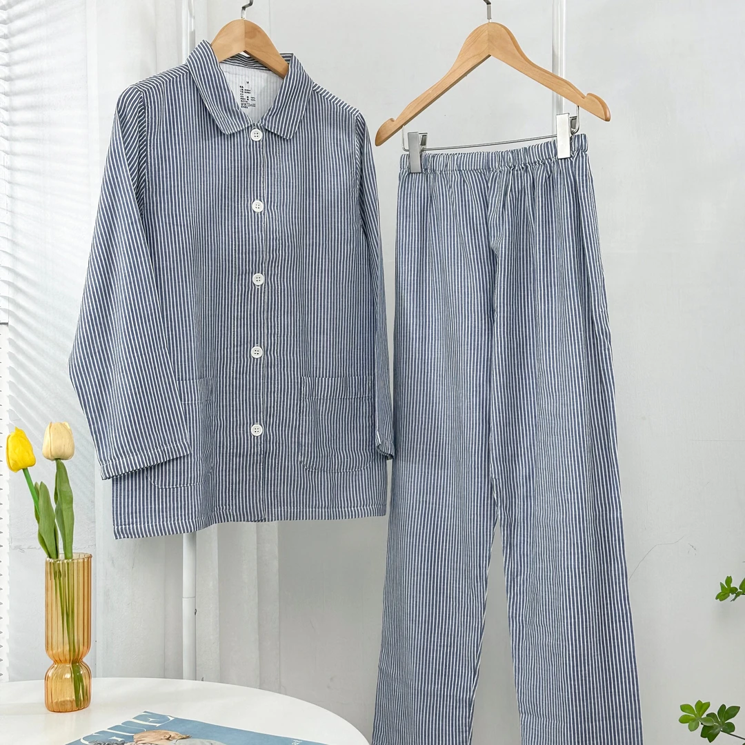 宜色家【断码捡漏】全棉日式双层纱长袖宽松居家居服睡衣老板专属