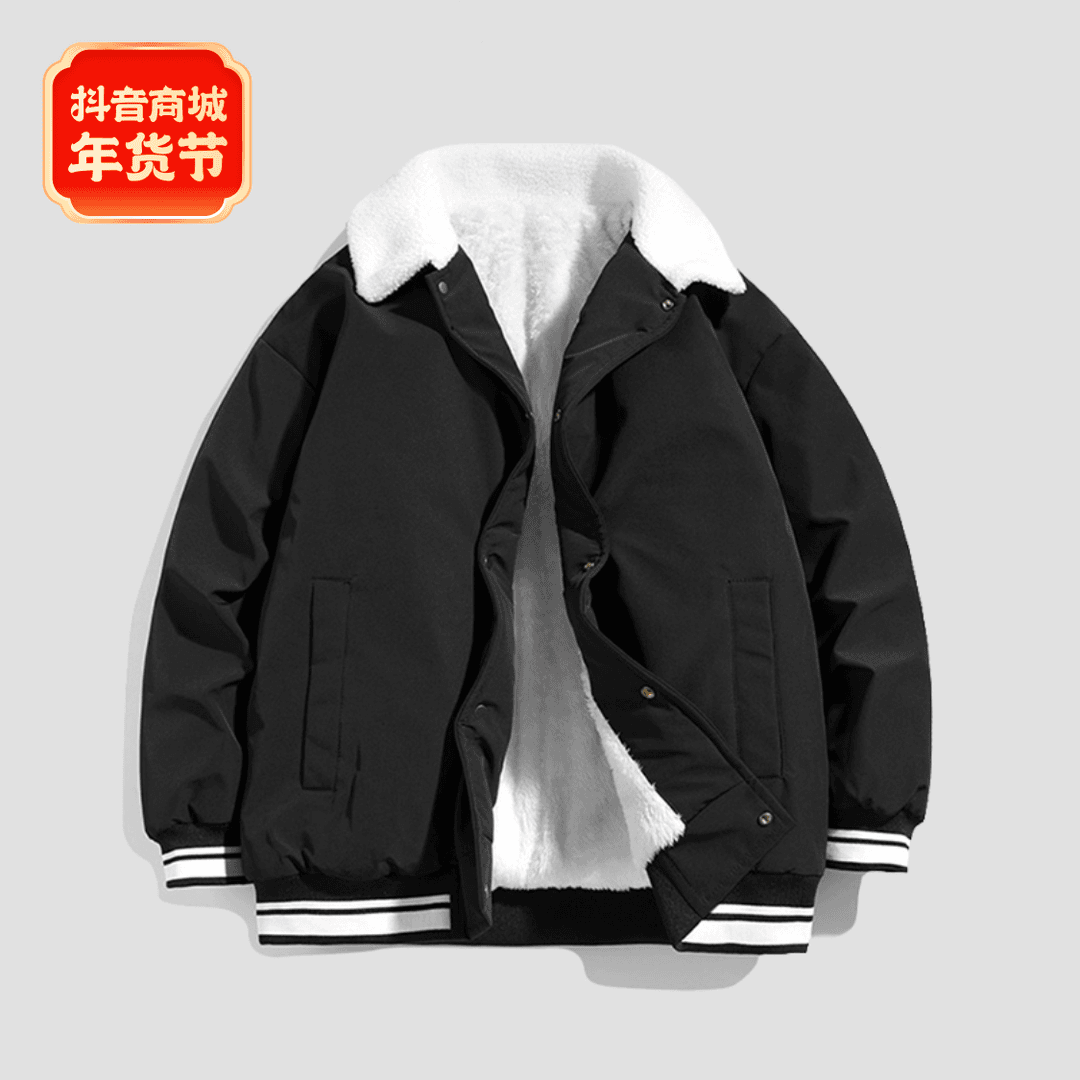 GOOMIL LEE美式羊羔绒棉衣男士冬季加绒加厚休闲棉服保暖棉袄外套