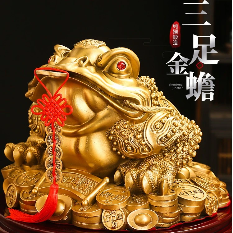 纯铜金蟾摆件三足金蟾店铺公司开业礼品铜蟾蜍办公室客厅家居装饰