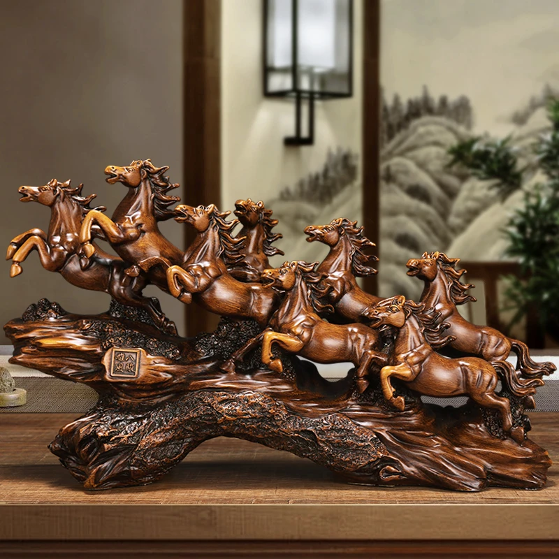 马到成功八骏雄风马摆件客厅酒柜电视柜装饰品办公室摆设乔迁礼品