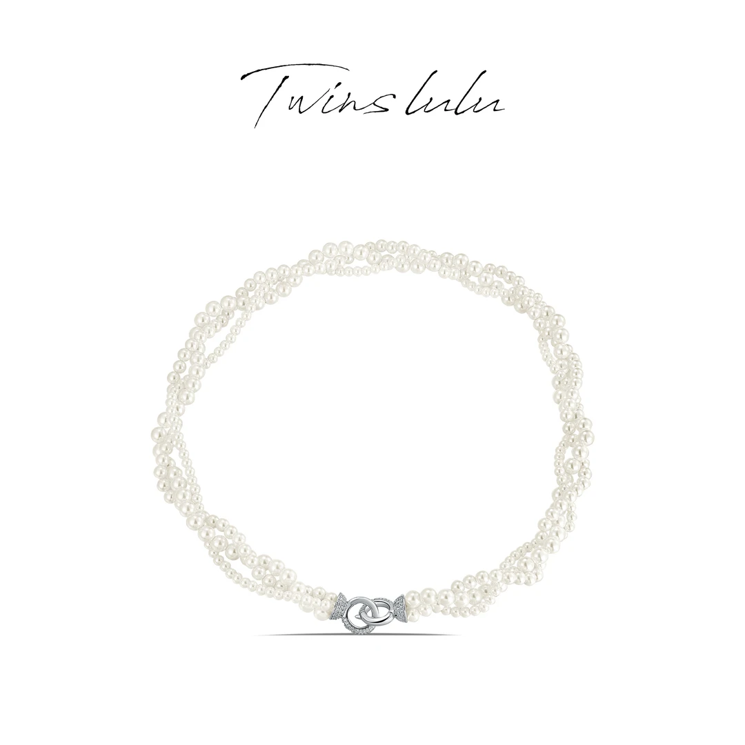 吊坠925银仿珍珠 【双十一】小香风气质多层缠绕珠项链TSJ9694