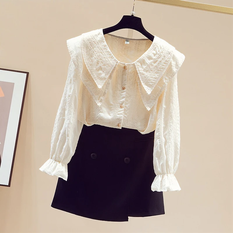 胖妹妹小个子洋气蕾丝衫上衣女春2025年新款洋气小衫漂亮减龄衬衫
