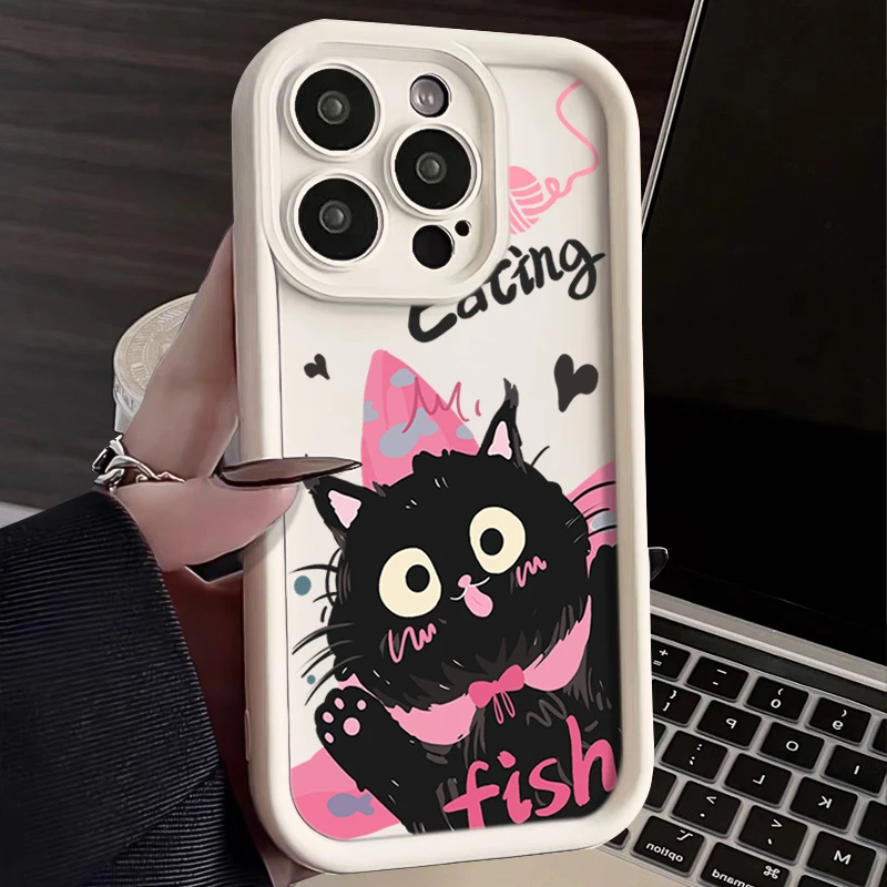 甜酷黑猫iphone15苹果手机壳14promax新款13pro防摔12男女11全包x