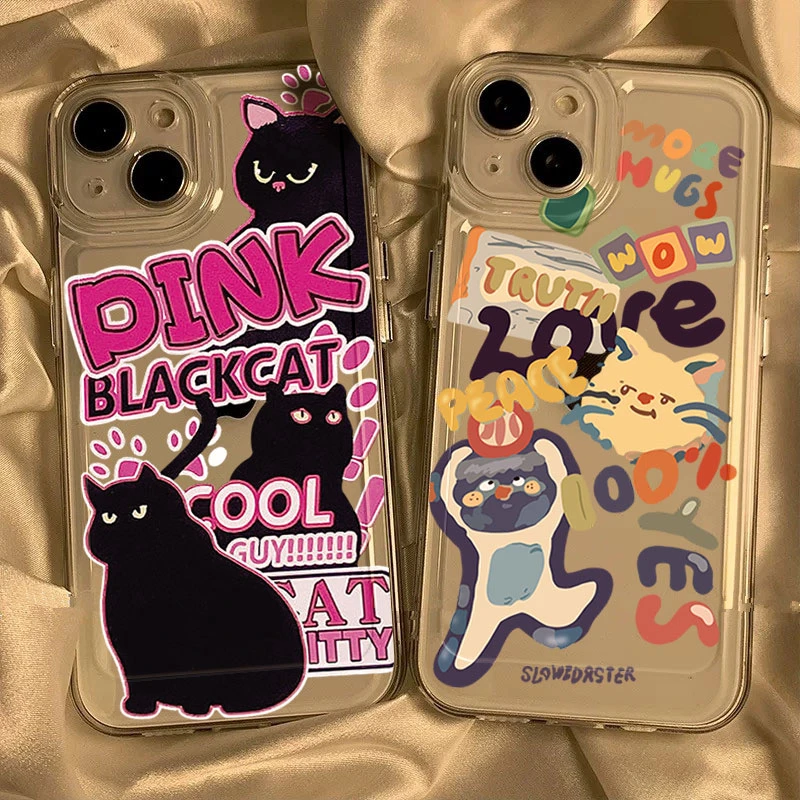 甜辣猫咪苹果15promax透明太空手机壳iphone13/15/14/12软套7p/8p