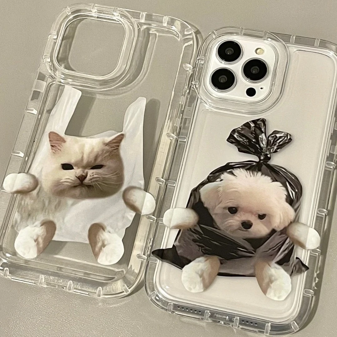 趣味小狗小猫苹果14手机壳iPhone13/12pro可爱xsmax透明xr情侣78p