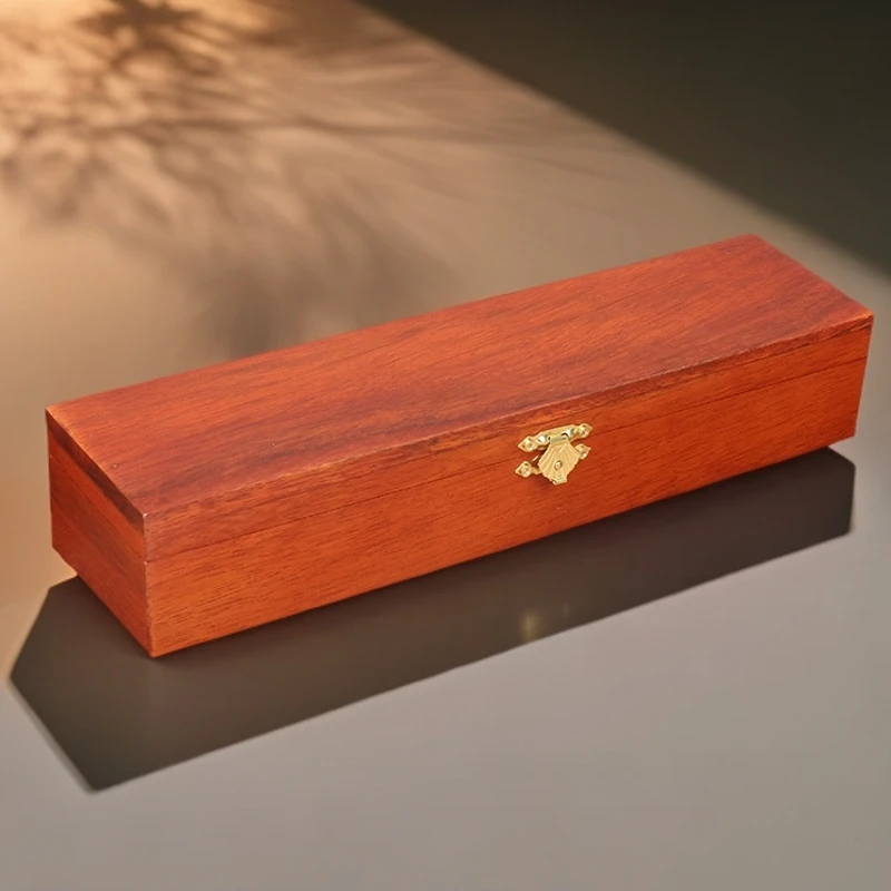 28CM花梨木素面香盒中式古典扣子镶边款沉香檀香线香盒长方形香具
