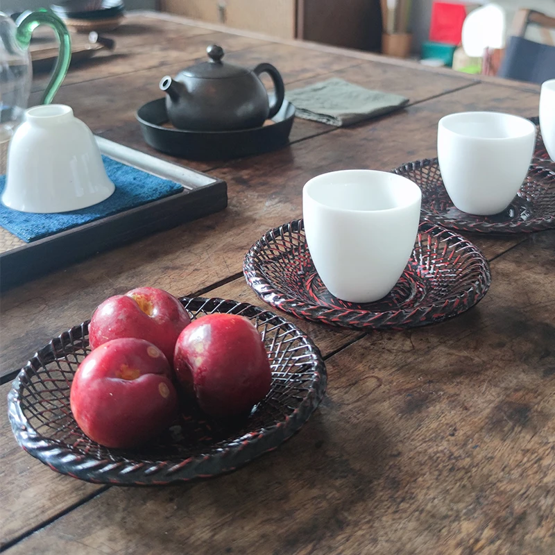 进口蓝胎漆杯垫壶承11.5cm 单片价格手工家用